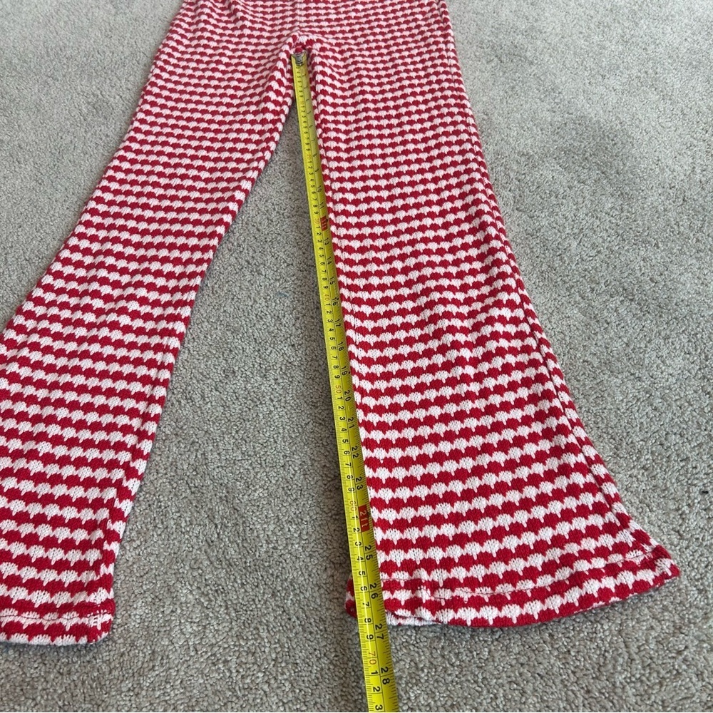 Zara red white knit high waisted flare stretchy pull on pants 70’s hippie retro - Picture 10 of 12